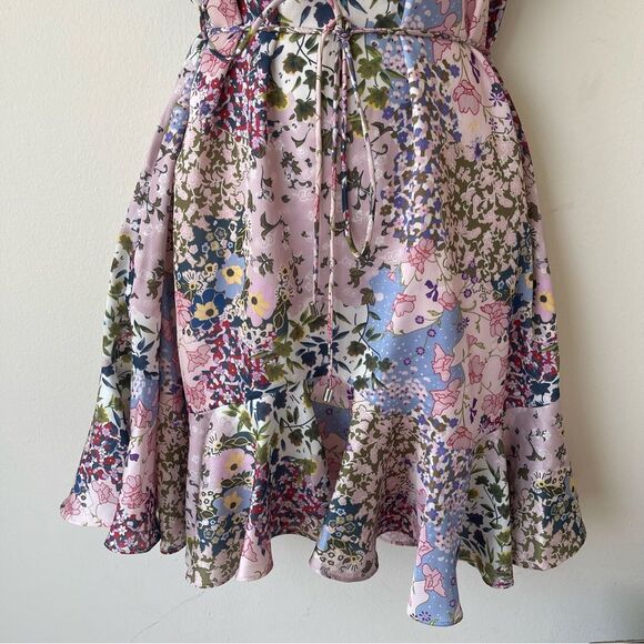 TED BAKER  Dress Woman Urban Printed Fluted Hem Short Sleeve Mini Dress - Picture 9 of 14